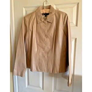 NWOT Vimtage Classiques Entier Tan Leather Snap Front Shirt Jacket Size L